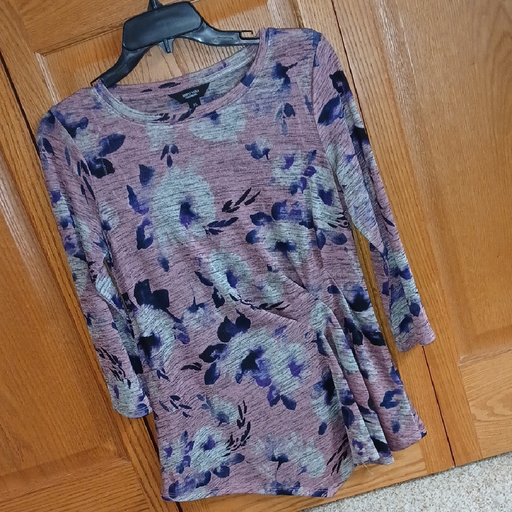 Vera Wang Purple Ruched Blouse Size XS